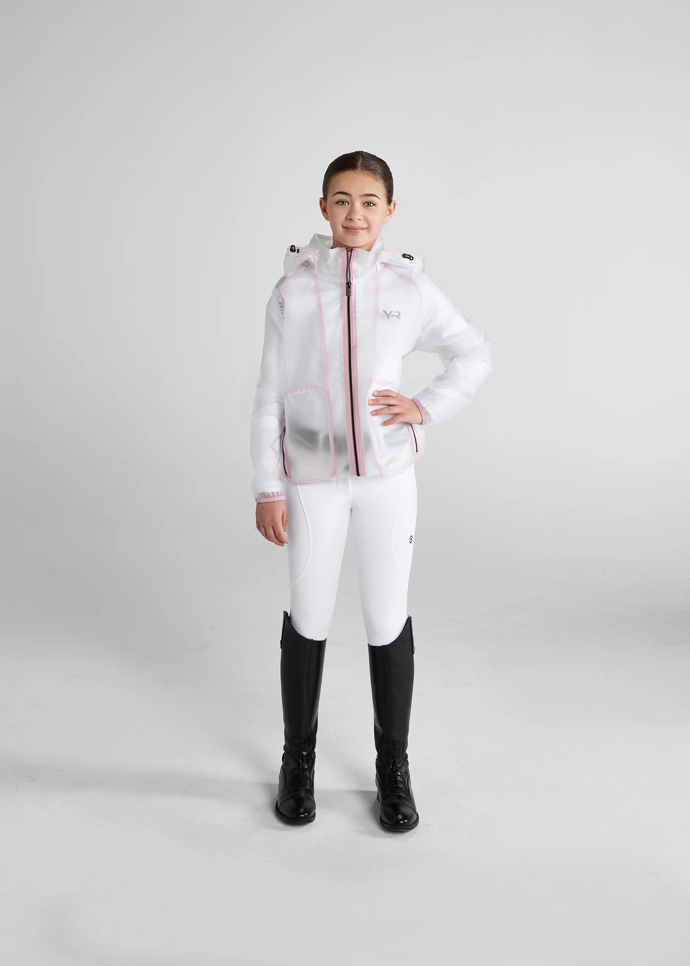 Aztec Diamond Young Rider Transparent Waterproof Training Jacket - Clear/Pink