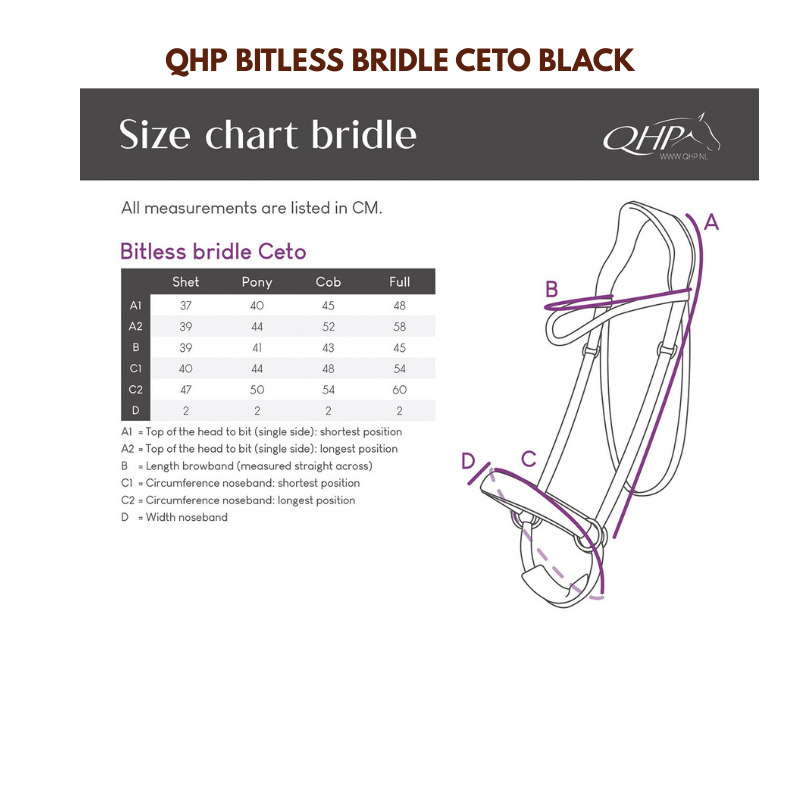 QHP Bitless Bridle Ceto Black