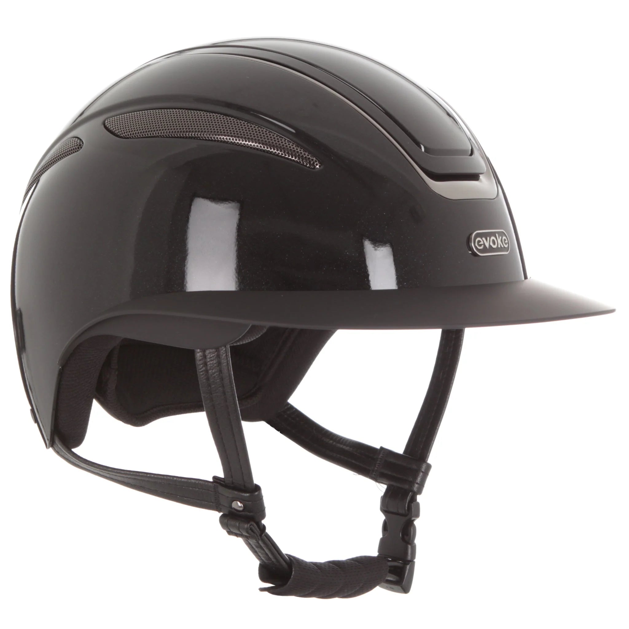 Evoke Callisto Wide Peak Riding Helmet - Black Metallic Gunmetal