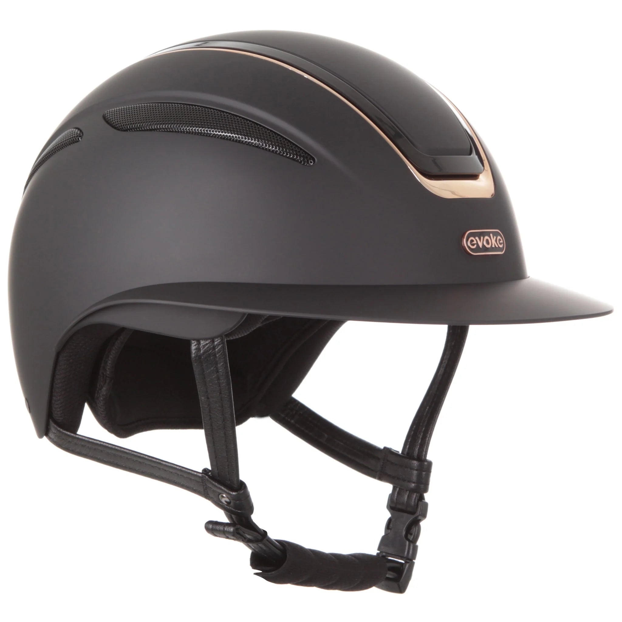 Evoke Callisto Wide Peak Riding Helmet - Black Rose Gold