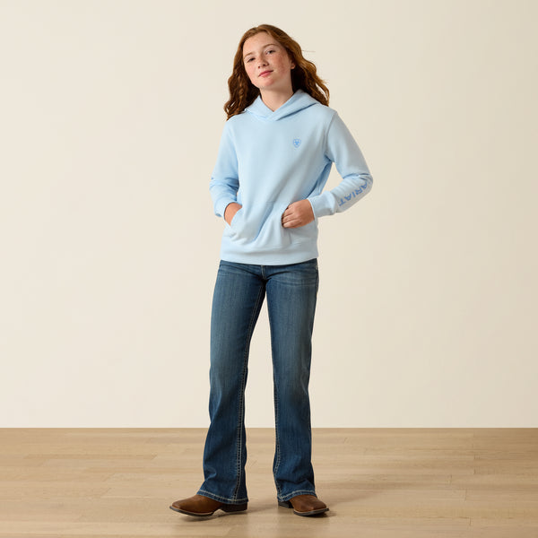 Ariat Girls' 2.0 Midweight Fleece Hooded Sweatshirt - Nantucket Breeze