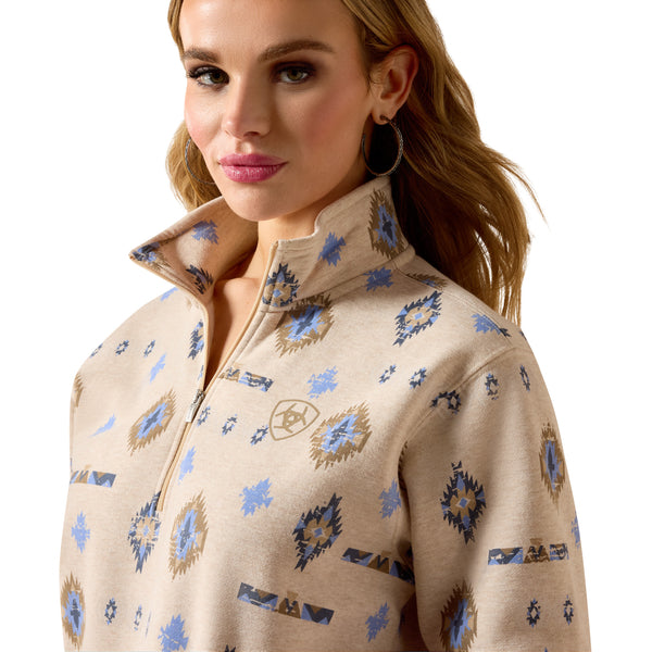 Ariat Wms Sapphire 1/2 Zip Sweatshirt Oatmeal Heather