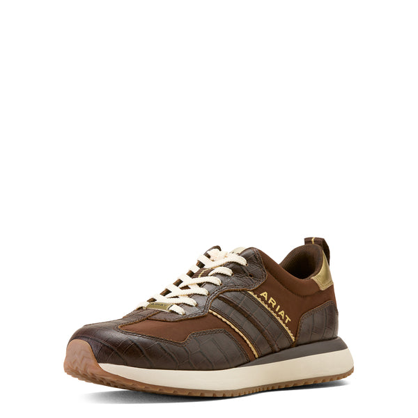 Ariat Wms Ranch Runner Aged Tan/Luxe Espresso Croc Print