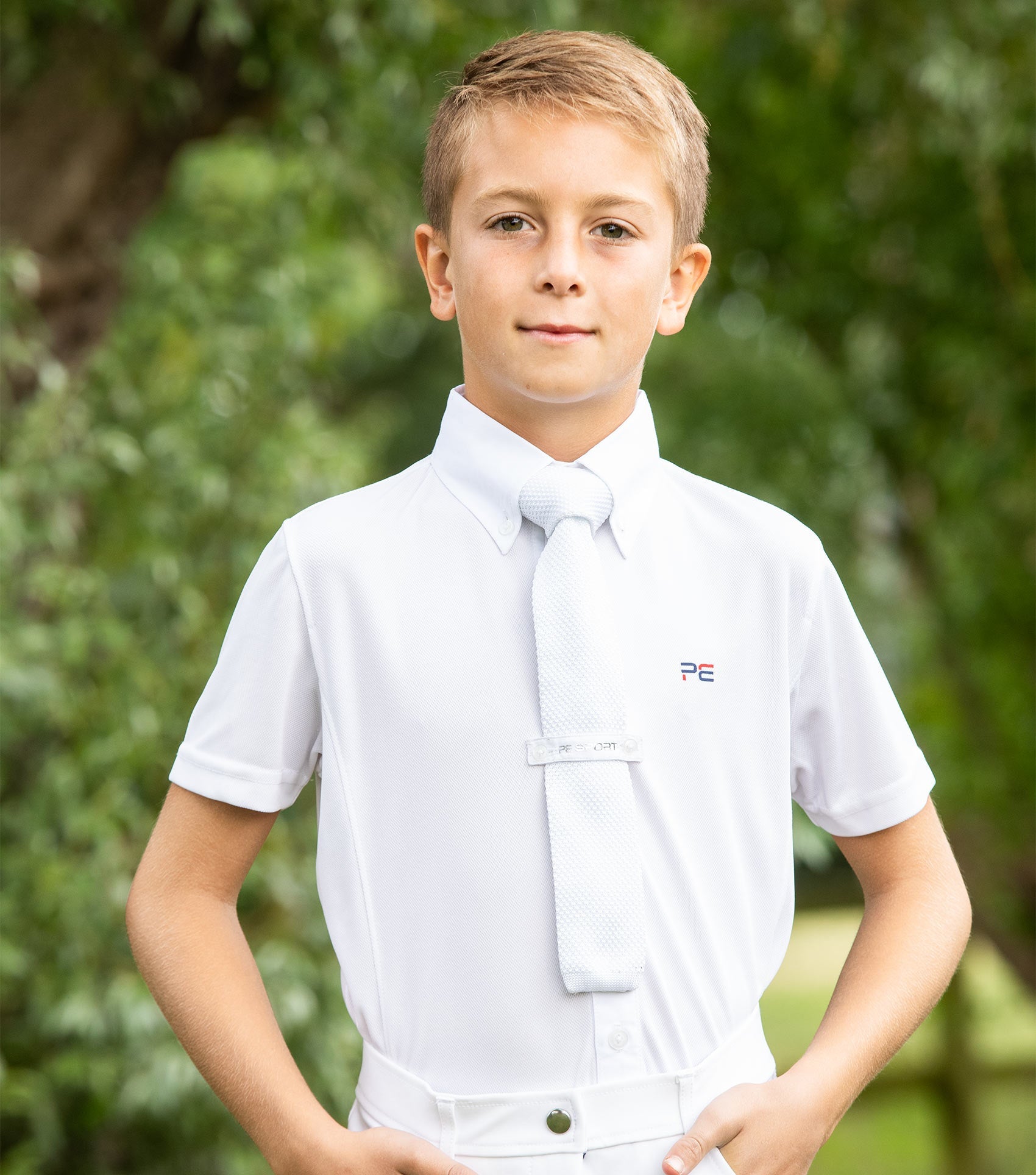 Mini Antonio Boy's Short Sleeve Tie Shirt - White