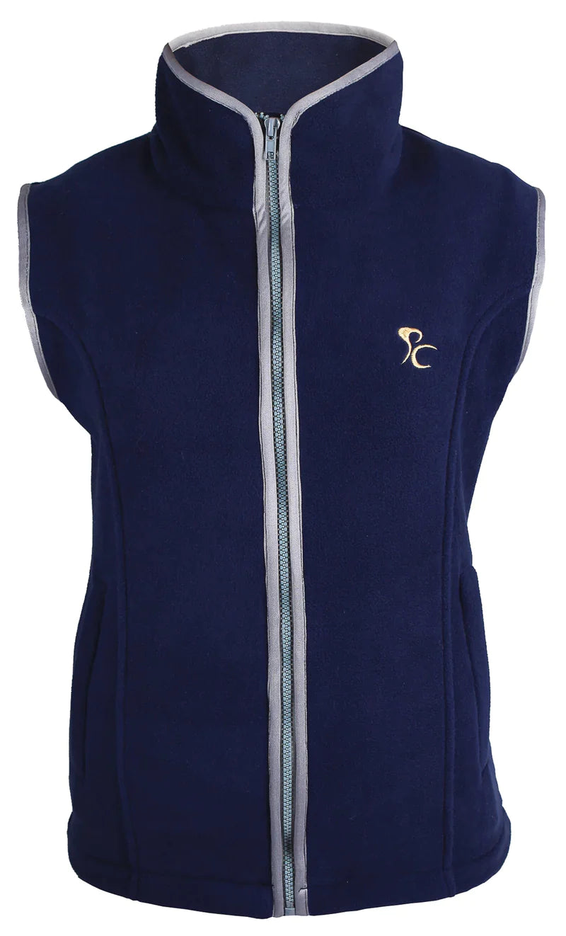 PC Paddock Fleece Gilet with Grey Trim - Navy